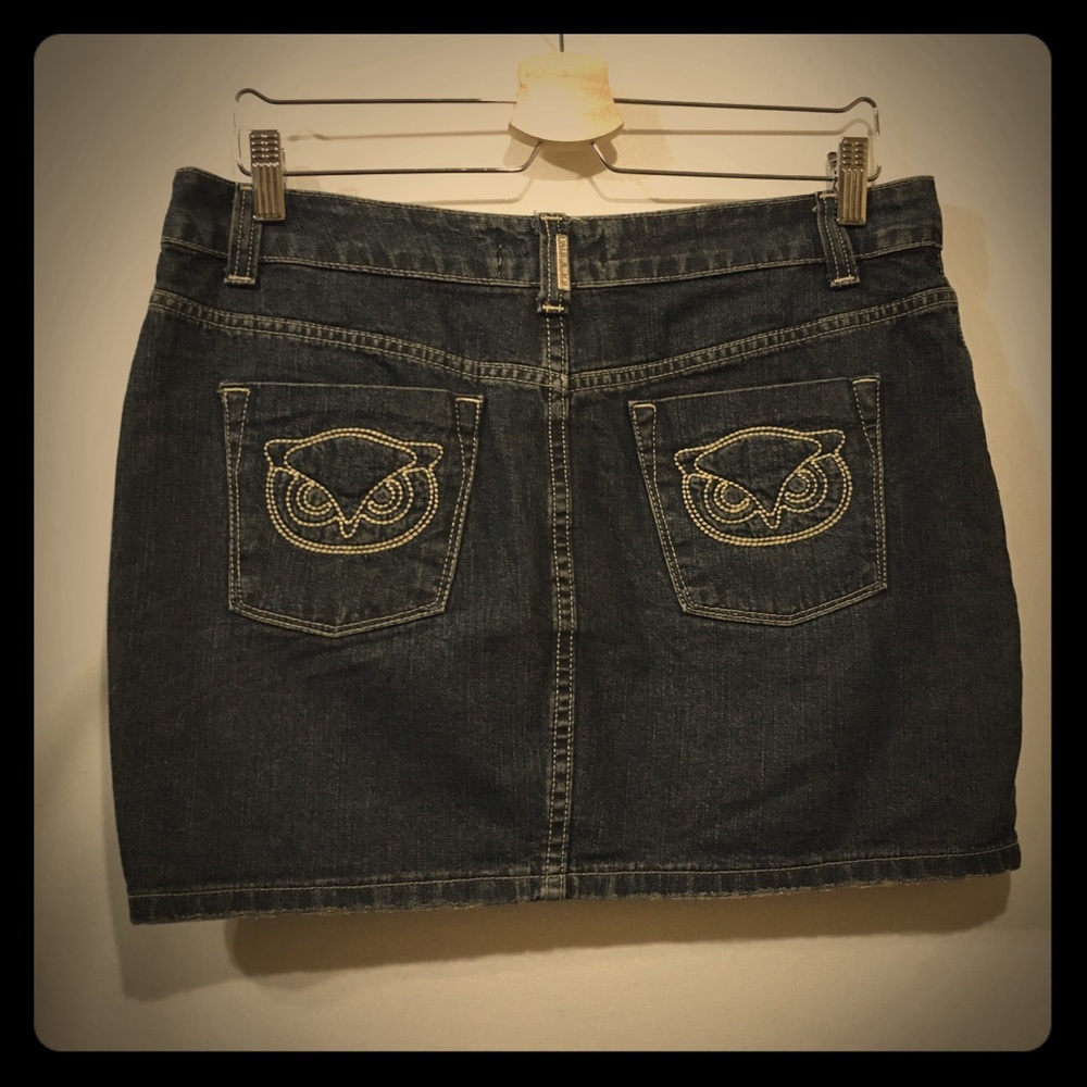 Paul and Joe owl embroidered denim mini